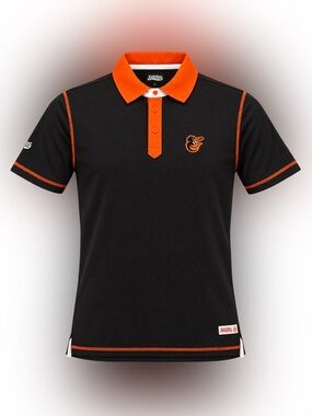 Stitches Baltimore Orioles Mens M, MLB Black and Orange Golf Polo Shirt